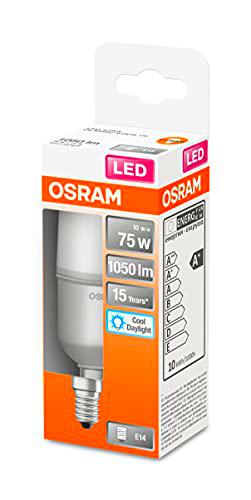 OSRAM Lámpara LED ,Casquillo: E14 ,Cool Daylight ,6500 K ,10 W ,Reemplazo por 75 W Incandescent bulb ,mate ,LED STAR STICK 