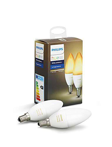 Philips Hue Bombilla Inteligente LED E14, 6 W, Luz Blanca de Cálida a Fría