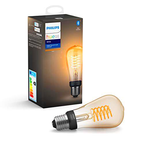 Philips Hue Bombilla ST64 LED inteligente individual de filamento blanco [E27 Edison Screw] con Bluetooth