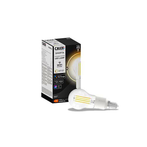 Calex Smart Home - Bombilla LED con filamento transparente P45 E14 220-240 V 4,5 W 450 lm 1800-3000 K
