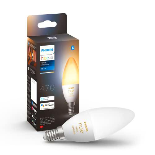 Philips Hue - Bombilla inteligente, E14, Luz cálida y fría