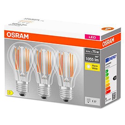 OSRAM LED Classic A75, lámparas LED de filamento transparente de vidrio para E27