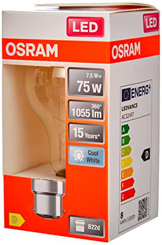 OSRAM Lámpara LED Star de filamento transparente, casquillo B22d