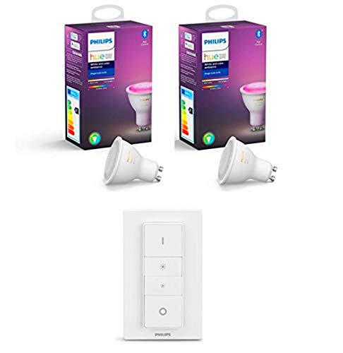 Philips Hue White and Color Ambiance - Pack de 2 Bombillas LED GU10