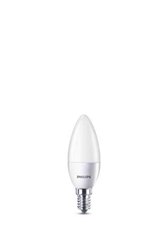 Philips bombilla LED vela mate casquillo fino E14, 5.5 W equivalentes a 40 W en incandescencia
