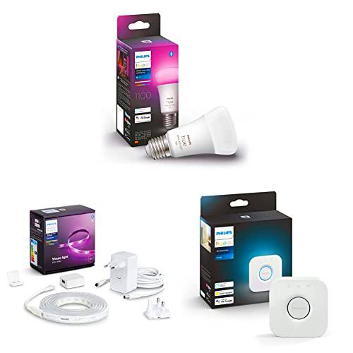 Philips Hue - Bombilla Inteligente, A60, 10. 5W, Compatible con Alexa y Google Home + Tira LED