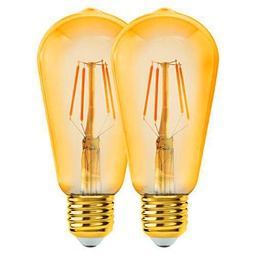 EGLO Juego de 2 bombillas LED E27, 2 bombillas vintage ámbar