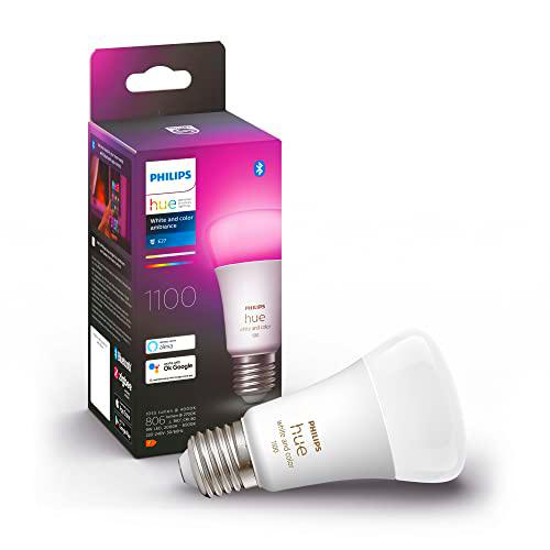 Philips Hue - Bombilla Inteligente, A60 E27, Luz Blanca y de Colores, 10
