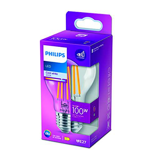 Philips - Bombilla LED cristal 100W E27 luz blanca fría estándar