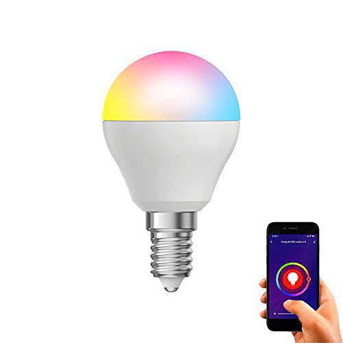 Bombilla LED conectada SMD E14 P45 opaca 6W- Bombilla conectada E14 con variación de color y luminosidad