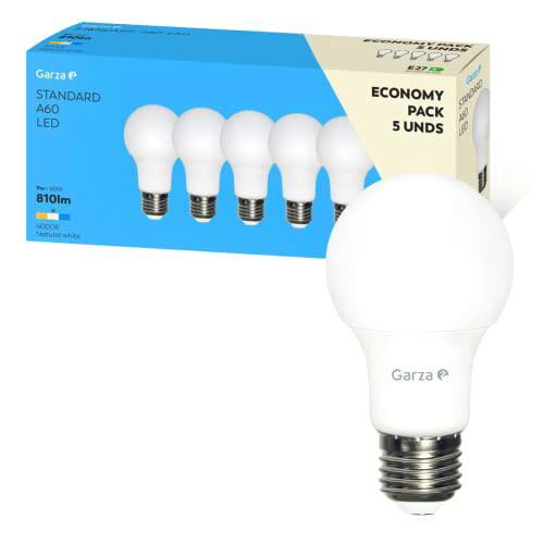 Garza - Bombilla Led estándar Garza E27 9W, luz neutra de 4000K