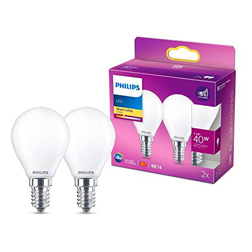 Philips - Bombilla LED Cristal, 40W, E14, Mate, Luz Blanca Cálida