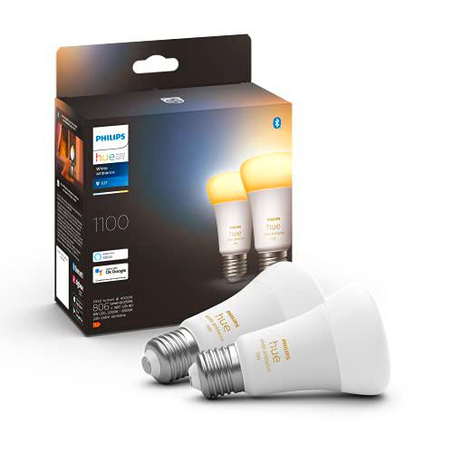 Philips Hue - Bombilla LED Inteligente, A60 E27, Luz Blanca de Cálida a Fría