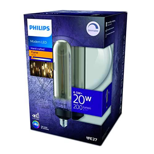 Philips LED - Bombilla LED Ahumada doble, E27, Luz Llama Regulable, 20W