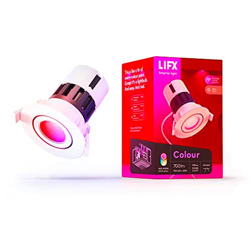 LIFX Colour Downlight (carcasa blanca), Luz LED inteligente con Wi-Fi y gimbal