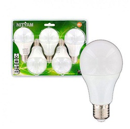 nityam - Juego de 5 Bombillas LED estándar E27 6 W 480 lumens + Color cálida 3000 K +