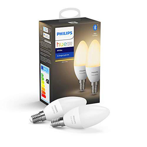 Philips Hue - Bombilla inteligente, E14, Luz cálida regulable