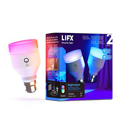 LIFX Nightvision 2-pack A60 1200 lúmenes [B22], Multicolor con infrarrojos