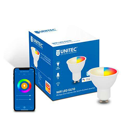 UNITEC Bombilla LED WiFi GU10 CCT RGB, intensidad regulable