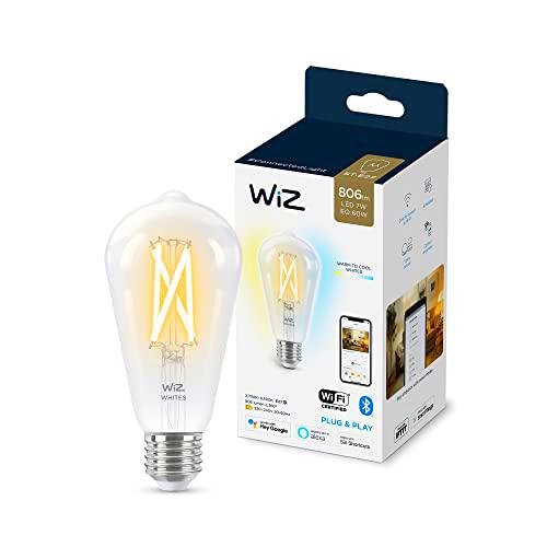Wiz - Bombilla Inteligente, led E27, ST64, filamento