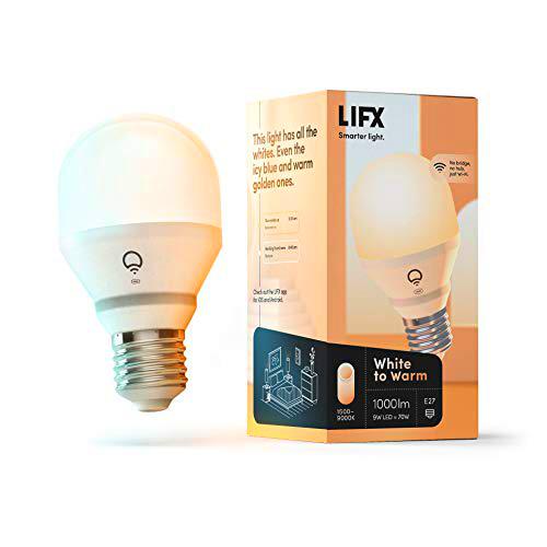 LIFX White to Warm A60 1000 lúmenes [E27], Bombilla LED inteligente con Wi-Fi
