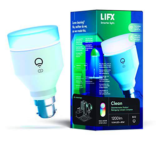 LIFX Clean A60 1200 lúmenes [B22], Multicolor con luz HEV antibacteriana