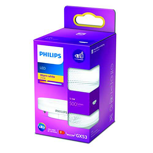 Philips LED Foco Bombilla, 500LM GX53, Luz Blanca Cálida