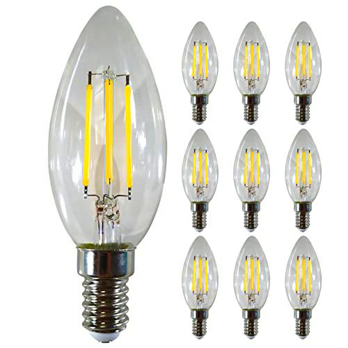 Pack 10x Bombilla LED Vela C30 Filamento 5W. Color Blanco Calido (3000K)