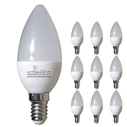 Pack 10x Bombilla LED E14 Vela C30 7W. Color Blanco Frio (6500K)