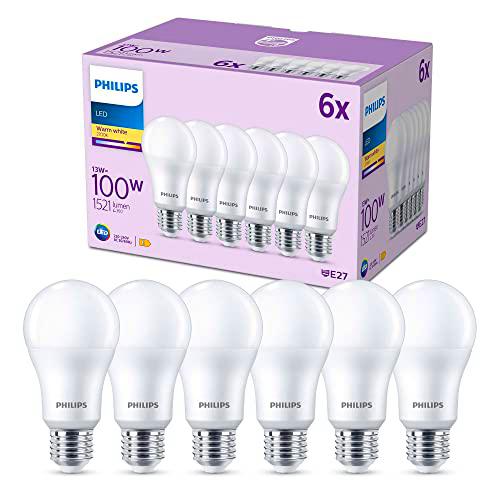 Philips LED Paquete de 6 bombillas esmeriladas A67 [blanco cálido 2700 K