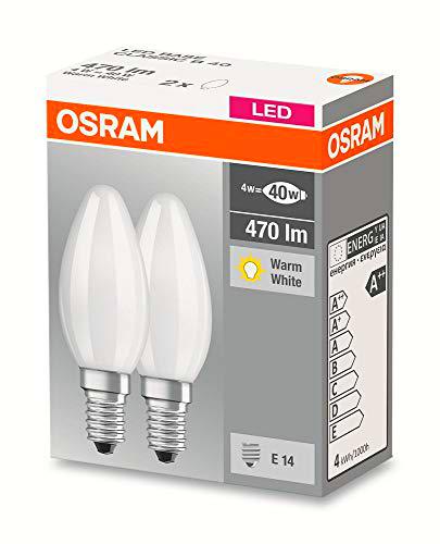 Osram Base Clasic B Bombilla LED E14, 4 W, Blanco, 2 unidades