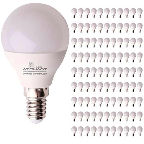 LED ATOMANT Pack 100x Bombilla LED E14 G45 7W. Color Blanco Frio (6500K)