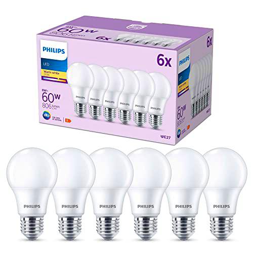 Philips LED Paquete de 6 bombillas esmeriladas A60 [blanco cálido 2700 K