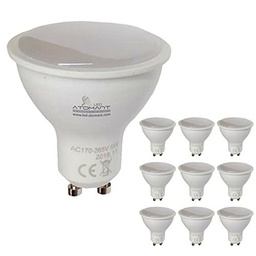 LED ATOMANT Pack 10x Bombilla LED GU10 5W. Color Blanco Calido (3000K)