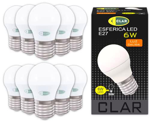 CLAR - Bombilla LED E27 Pequeña 6W E27, Equivalente a 40-50W E27 Bombilla LED (Casquillo Gordo)