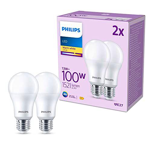 Philips Bombilla LED, casquillo E27, 13W, blanco cálido 2700 kelvins