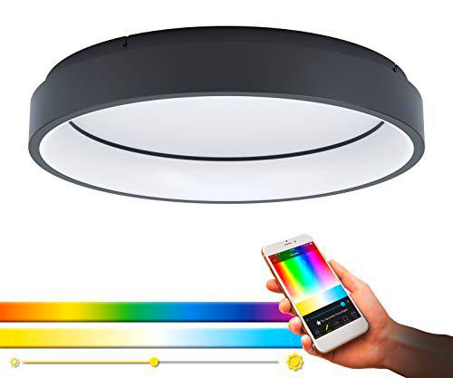 Eglo Connect Marghera-C - Lámpara de techo LED (1 bombilla de acero y plástico