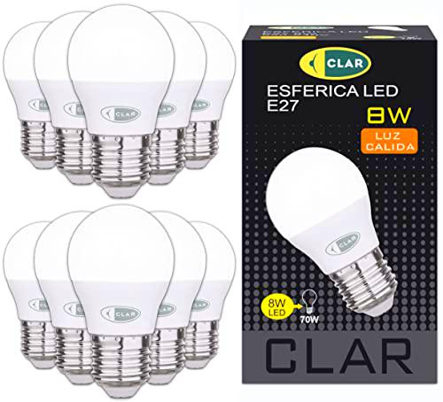 CLAR - Bombilla LED Pequeña E27 8W E27, Bombilla Bajo Consumo