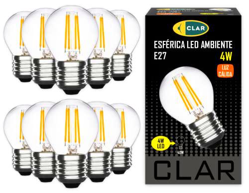 CLAR - Bombillas LED E27 Pequeña Luz Cálida 4W, Bombilla Filamento LED E27 Vintage