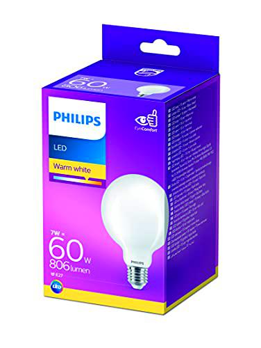 Philips - Bombilla LED Cristal, 60W, E27, Globo G93