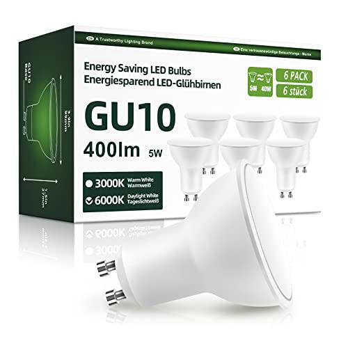 OGADA Bombilla LED GU10, Color blanco frío 6000K, 400 Lúmen