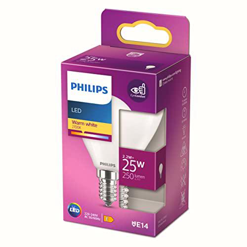 Philips LED - Bombilla LED Clásica Vela y Brillo, P45 E27