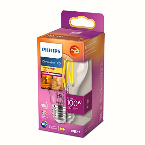 Philips LED - Bombilla LED Clásica, A60 E27, Luz Blanca Cálida Regulable, 100W