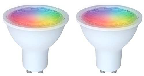 PACK 2 bombillas LED wifi inteligentes GU10 5W 400LM CCT (2700-6500K) dimable &amp; RGB