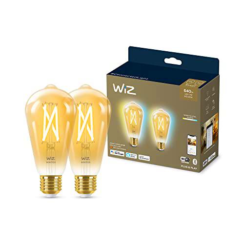Wiz - Bombilla Inteligente, led E27, ST64, filamento