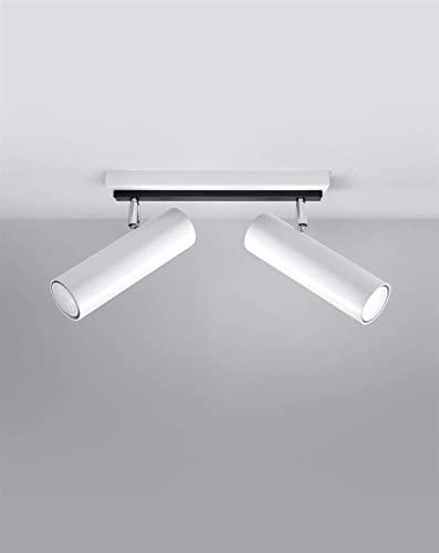 SOLLUX Plafón DIREZIONE Lámpara Doble Plafón Acero Bombilla LED Pantalla Redonda Minimalista Fácil Instalación Color Blanco 30x16x8 cm 30 x 10 x 16 cm