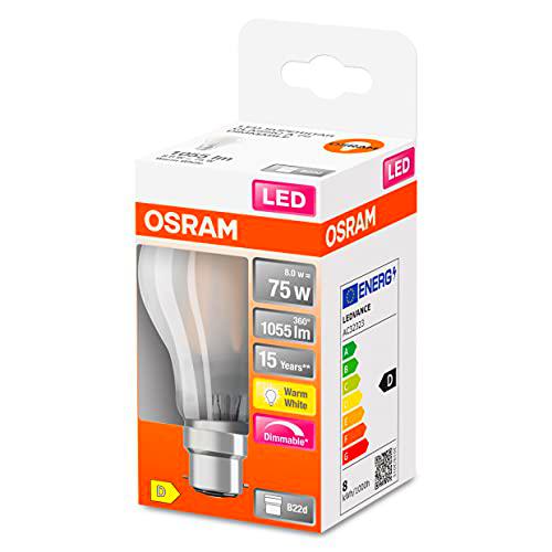 OSRAM Lámpara LED de filamento regulable con casquillo B22d