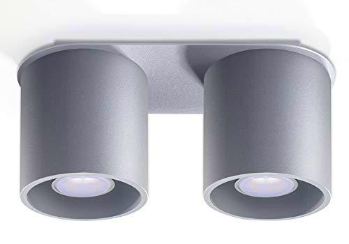SOLLUX LIGHTING Orbis Downlight Lámpara De Techo | Diseño Moderno Con Pantallas Cilíndricas | Hecho De Aluminio Con 2 Bombillas GU10 Reemplazables | Gris
