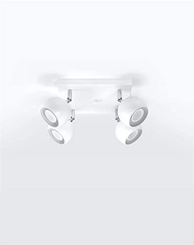 SOLLUX Plafón OCULARE Cuádruple Plafón Iluminación Acero Bombilla LED Pantalla Redonda Minimalista Fácil Instalación Color Blanco 25x16x8 cm 25 x 25 x 16cm