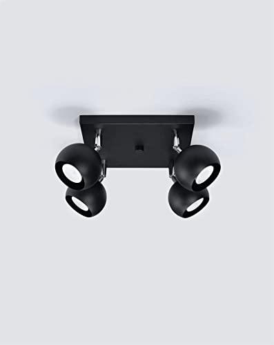 SOLLUX Plafón OCULARE Cuádruple Plafón Iluminación Acero Bombilla LED Pantalla Redonda Minimalista Fácil Instalación Color Negro 25x16x8 cm 25 x 25 x 16cm